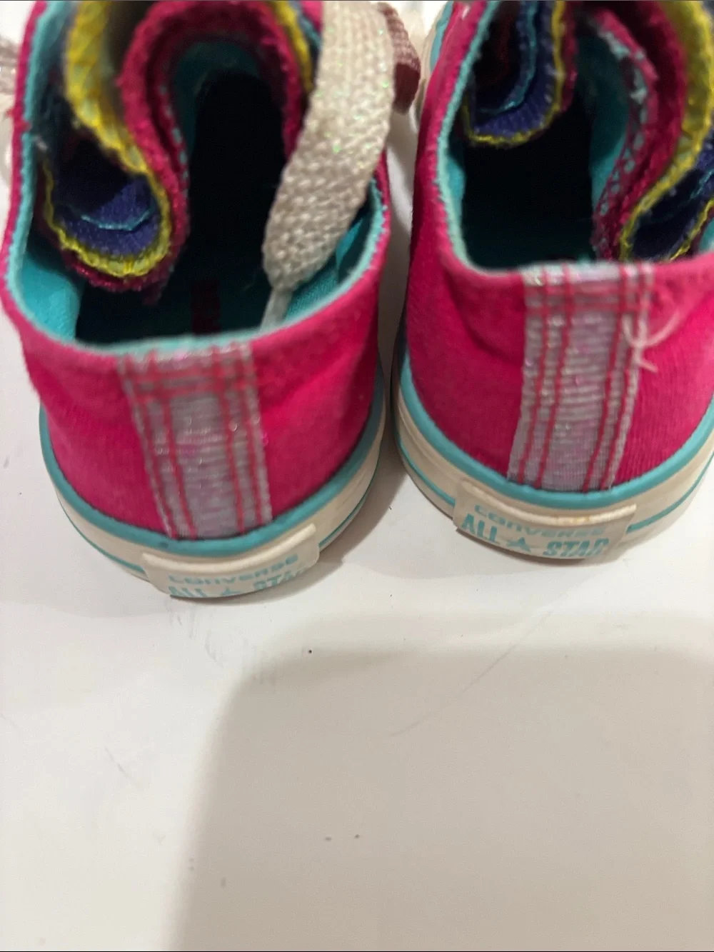 Converse Kids Fuchsia Canvas Lace-Up Sneakers with Turquoise Trim